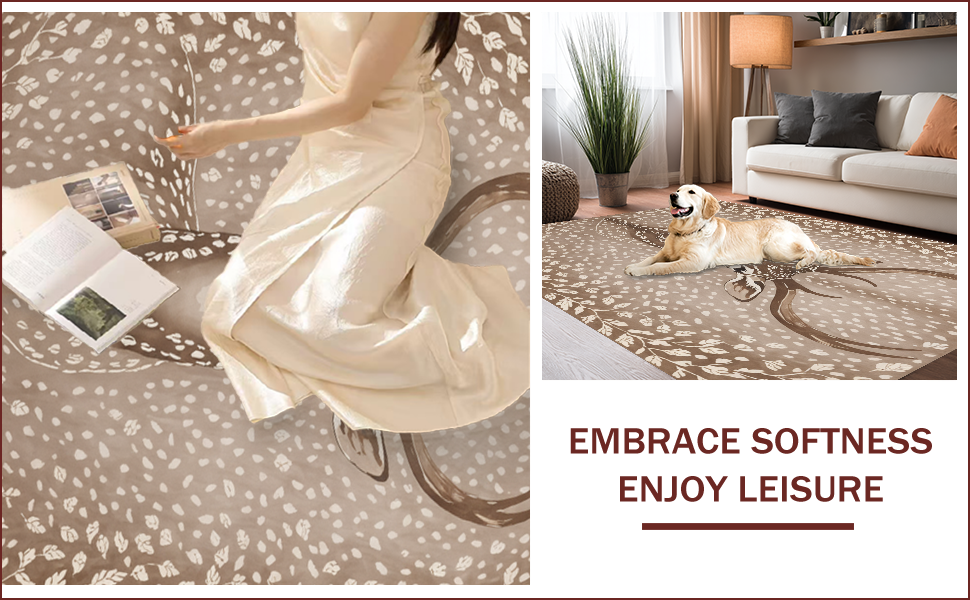 Ultra Soft Area Rug, Non Slip, Stain Resistant, Washable Area Rugs for Living Room, Bedroom, Contemporary Antelope Print Kitchen Rug(Beige) - ODIKA