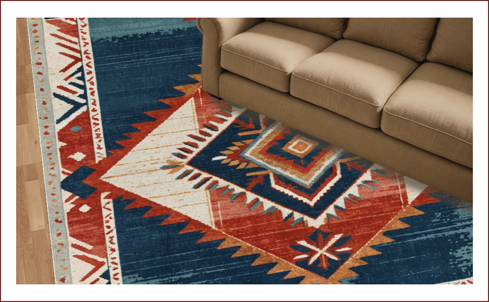 Ultra Soft Area Rug, Non Slip, Stain Resistant, Washable Area Rugs for Living Room, Bedroom, Soft Vintage Southwestern Reading Nook(Red) - ODIKA