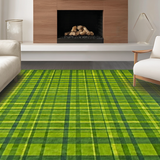 Modern Shag Distressed Geometry(Green)