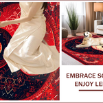 Ultra Soft Area Rug, Non Slip, Stain Resistant, Washable Area Rugs for Living Room, Bedroom, Soft Non-Slip Yin Yang Meditation Rug(Red) - ODIKA