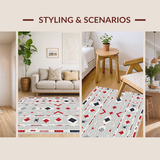 Rustic Red and Grey Tiled Motif(Gray)