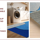 Modern Abstract Grey and Blue Non Shedding(Blue)