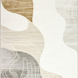Abstract Swirls Area Chic Modern Low Pile Non Slip(Beige)