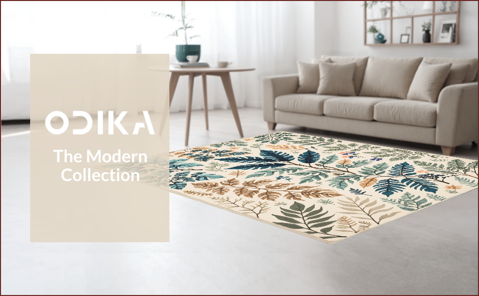 Ultra Soft Area Rug, Non Slip, Stain Resistant, Washable Area Rugs for Living Room, Bedroom, Beige Jungle Print Kids Playroom Rug(Ivory) - ODIKA