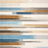 Modern Abstract Striped with Cream Brown Blue and Gray Bands(Beige)