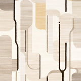 Modern Abstract Area Featuring Creamy Beige and Dark Brown Lines(Beige)