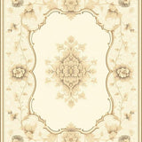 Ethereal Scallop Floral Medallion – Beige Area with Flowing Design(Beige)