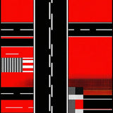 Chic Monochrome Geometric Motif(Red)