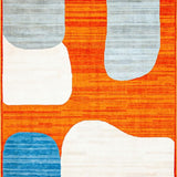 Modern Abstract Area Blue & Orange Woven Design(Orange)