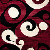 Modern Beige Runner Elegant Burgundy & Black Swirls(Red)