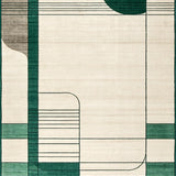 Minimalist Abstract Beige and Dark Green Area Mat(Beige)