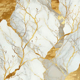 Marble Veins Beige & Gold Contemporary Area Chic Decor(White)