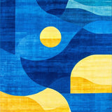 Electric Blue and Yellow Composition(Blue)