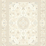 Elegant Scallop Floral Medallion – Beige Bordered for Refined Style(Beige)