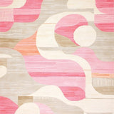 Minimalist Pink Beige Bath Groovy Retro Swirl(Pink)