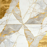 Mirage Beige Gold Abstract Geometric Marble Motif Area(White)