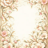 Elegant Round Area with Floral Design for Patios and Decks(Beige)