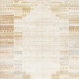 Artisan Crafted Beige & Sand Palette Geometric Distressed Motif(Beige)