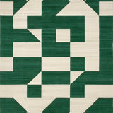 Modern Geometric Patio Rug(Green)