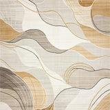 Modern Circular Area Highlighting Swirls And Muted Beige Tones(Beige)