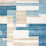 Modern Chroma Round Vibrant Light Blue and Beige Geometric Art(Blue)