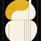 Modern Beige Black & Yellow Abstract Geometric Area(Black)