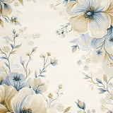 Azure Echoes Area Floral Beige & Blue Oval(Beige)