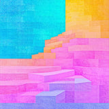 Dreamy Colorful Curved Lines(Blue)