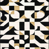 Minimalist Geometric Black White Beige Bathroom Area(Black)