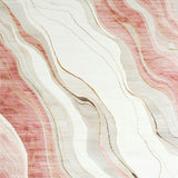 Modern Marble Inspired Area with Blush and Cream Abstract Swirls(White)