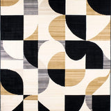 Modern Black & Beige Area(Beige)
