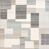 Minimalist Blocks Modern Abstract Low Pile Non Slip Area(Gray)