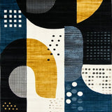 Modern Abstract Spotted Area with Navy and Mustard Accents(Gold)