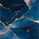 Artistic Gold Foil Geometric Print(Blue)