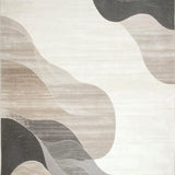 Abstract Waves Modern Area Beige Grey(Beige)