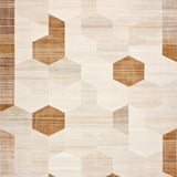Modern Abstract Geometric with Artisan Beige Brown Hexagonal(Beige)