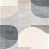 Modern Abstract Large Area Low Pile Non Slip Indoor(Beige)