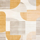 Modern Abstract Area Beige Camel Geometric Design(Beige)