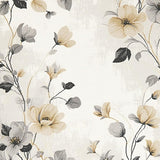 Vintage Floral with Smoky Gray and Warm Beige Abstract Petals(Beige)