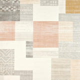 Boho Retro Area with Abstract Beige Checkerboard and Artistic Linework(Gray)