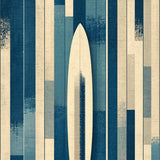 Modern Surfboard Silhouette With Nautical Blue and Sandy Patterned Design(Blue)