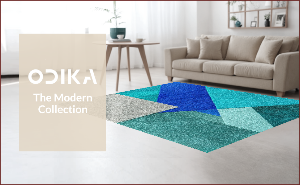 Ultra Soft Area Rug, Non Slip, Stain Resistant, Washable Area Rugs for Living Room, Bedroom, Modern Abstract Stain Resistant Living Room(Blue) - ODIKA