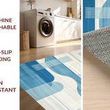 Abstract Irregular Blue Cream Motif(Blue)