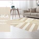 Ultra Soft Area Rug, Non Slip, Stain Resistant, Washable Area Rugs for Living Room, Bedroom, Handmade Chevron Wool(Beige) - ODIKA