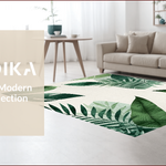 Ultra Soft Area Rug, Non Slip, Stain Resistant, Washable Area Rugs for Living Room, Bedroom, Chic Tropical Botanical Non-Slip Rug(Green) - ODIKA