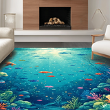Toddler Alphabet Shape Ocean Animal Classroom Floor Mat Area(Blue)