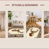 Ultra Soft Area Rug, Non Slip, Stain Resistant, Washable Area Rugs for Living Room, Bedroom, Soft Western Deer Print Living Room(Beige) - ODIKA