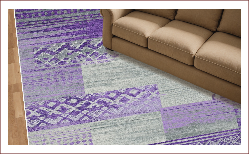 Ultra Soft Area Rug, Non Slip, Stain Resistant, Washable Area Rugs for Living Room, Bedroom, Kids Space Themed(Purple) - ODIKA