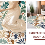 Ultra Soft Area Rug, Non Slip, Stain Resistant, Washable Area Rugs for Living Room, Bedroom, Soft Modern Jungle Print Nursery Rug(Ivory) - ODIKA