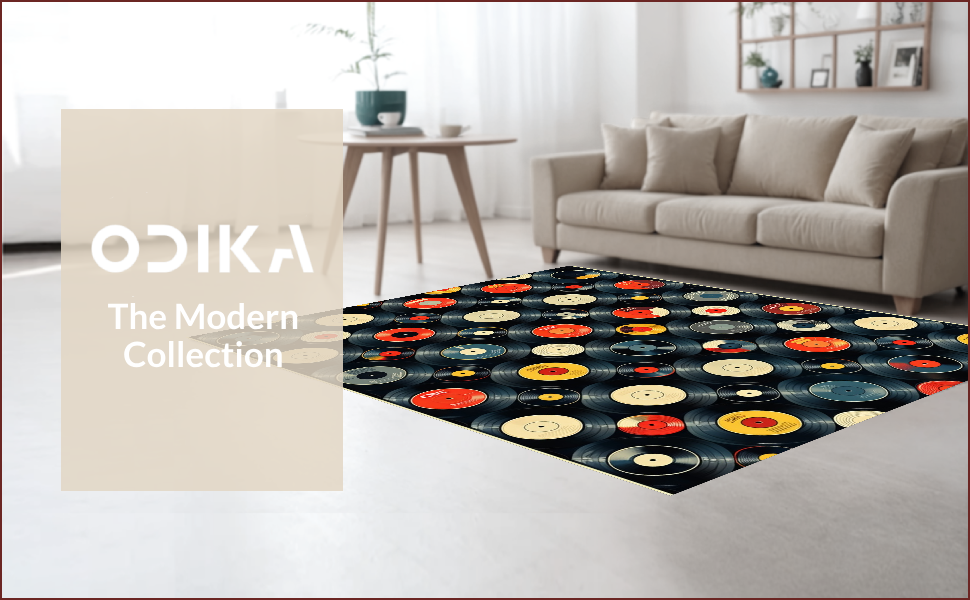 Ultra Soft Area Rug, Non Slip, Stain Resistant, Washable Area Rugs for Living Room, Bedroom, Retro Music Theme Non-Slip Bath Decor(Red) - ODIKA
